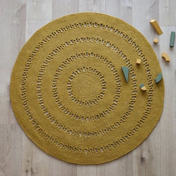 Tapis Laine Feutrée Rond Ajourée Bibek Mango