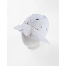 Chapeau Imprimé Végétal Ecru