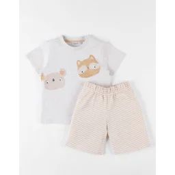 Pyjama 2 Pièces En Jersey Chiné Beige