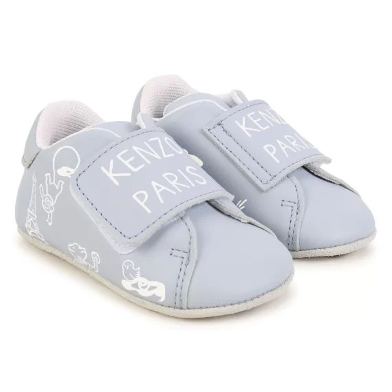 Chaussons en cuir à scratch UNISEXE Bleu