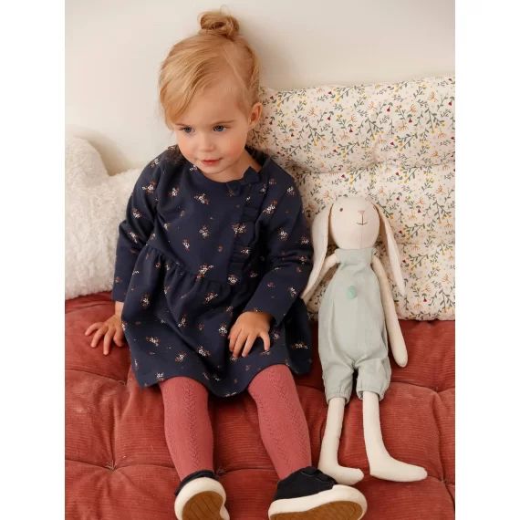 Robe en molleton flammé bébé marine imprimé