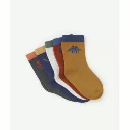 Lot de 5 chaussettes hautes bébé garçon colorées avec motifs –  – Soldes
