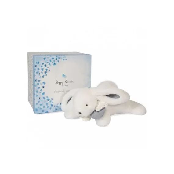Peluche avec coffret lapin bleu Happy Glossy (25 cm)