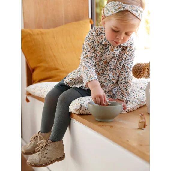 Ensemble 3 pièces bébé fille tee-shirt, short velours et bandeau vert foncé