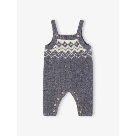Salopette en maille jacquard bébé garçon bleu ardoise