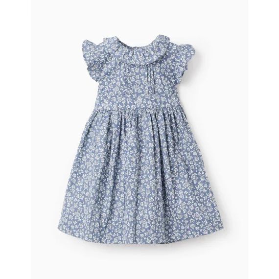 Robe En Coton Floral Bleu