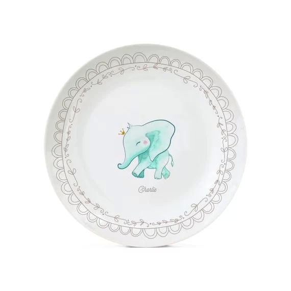 Assiette en porcelaine Éléphant (personnalisable)