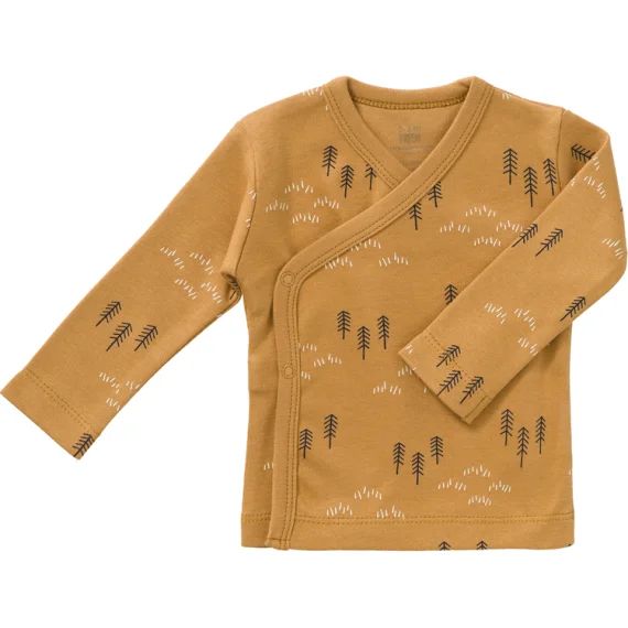 Cardigan croisé en coton bio Woods spruce yellow (0-3 mois : 50 à 60 cm)