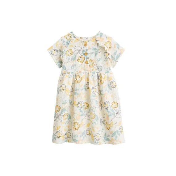 Robe Bébé En Gaze De Coton Capucine Blanc