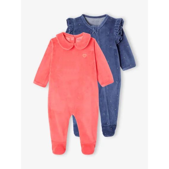 Lot de 2 dors-bien en velours bébé rose