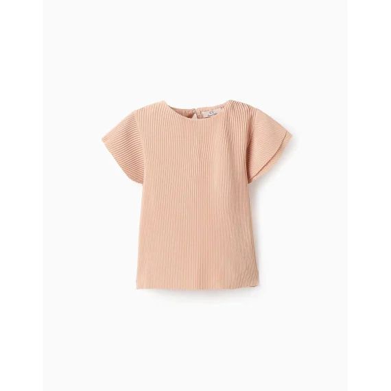 T-shirt Plissé Beige Foncé