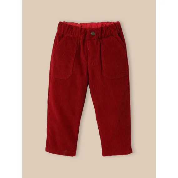 Pantalon En Velours Rouge Fonce