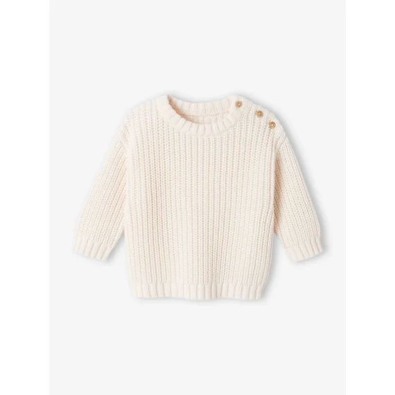 Pull en côte perlée bébé écru