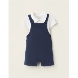 Body Avec Motif + Salopette Bleu Foncé