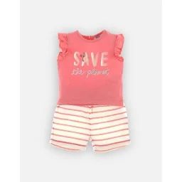 Set t-shirt + short en coton BIO rose