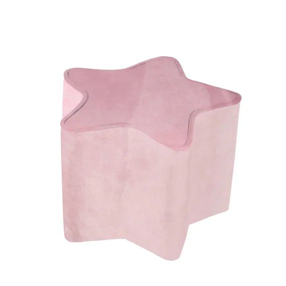 Tabouret Pouf En Velours Et Bois Lil Sofa Rose Pastel / Étoile