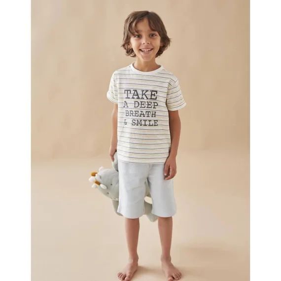 Pyjama 2 Pièces En Jersey Rayé Gris