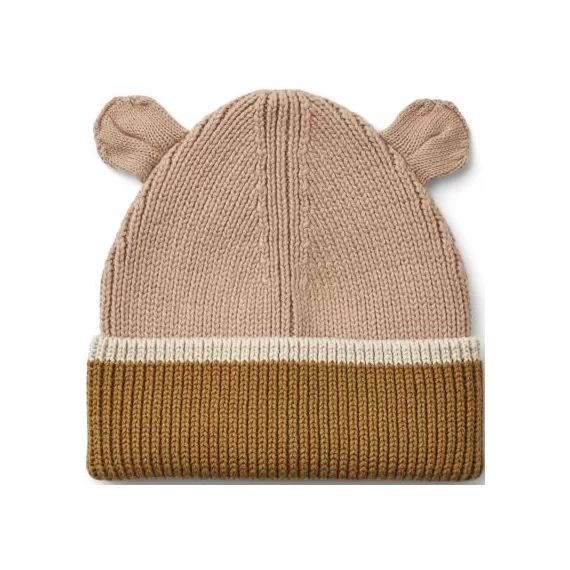 Bonnet ours en coton bio Gina Dark rose / Sandy / Golden caramel (1-2 ans)