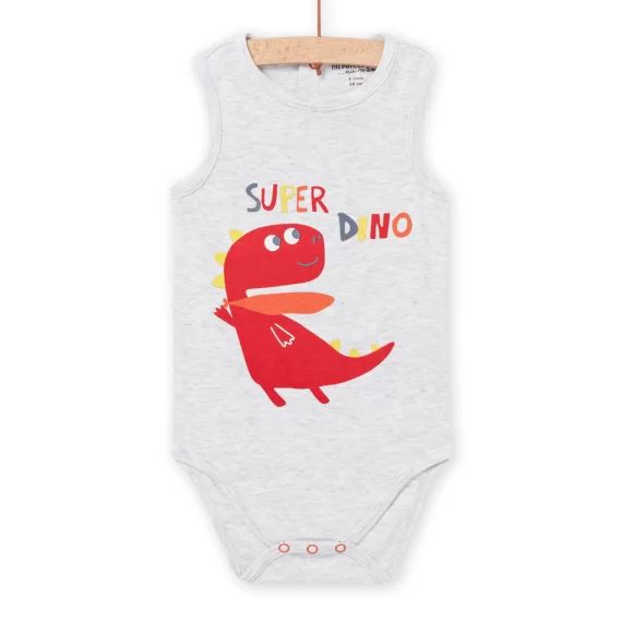 Body À Motif Dinosaure Gris Chiné Bébé Garçon
