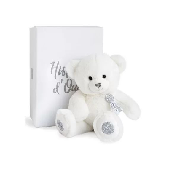 Coffret peluche ours Charms blanc (24 cm)