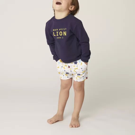 Sweat molletonné en coton Garçon Bleu