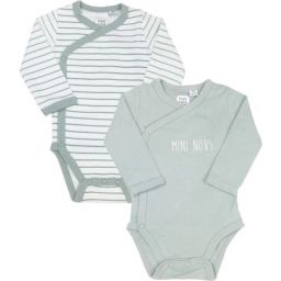 Lot de 2 bodies en coton Vert sauge (1 mois)