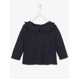 T-shirt manches longues bébé col claudine ocre