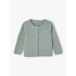 Cardigan broderie dorée coeur bébé BASICS vert sauge