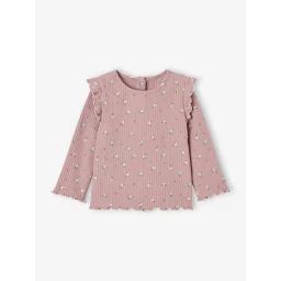 T-shirt en côtes manches volantées bébé fille mauve