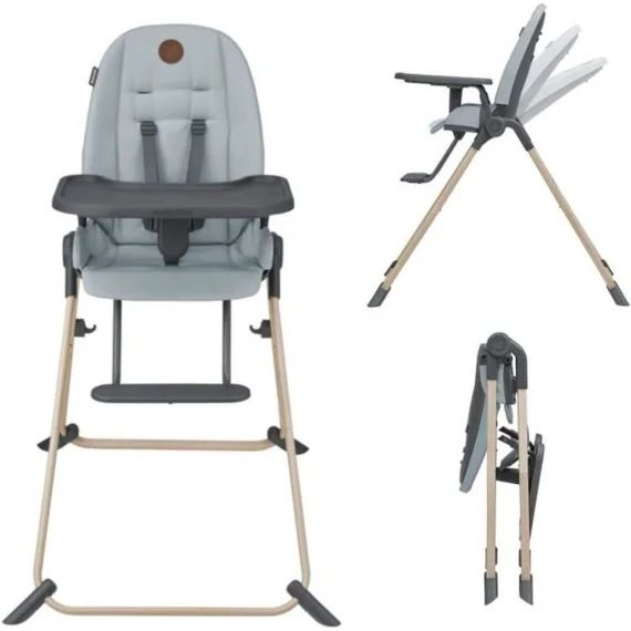 MAXI-COSI Ava Chaise haute bébé, ultra compacte, légère, de la naissance à 3 ans, Beyond Grey Eco gris