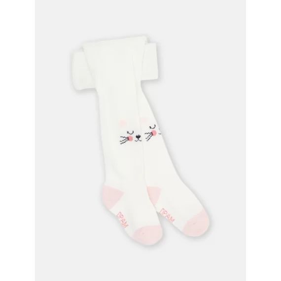 Collants Écrus À Motifs Têtes De Chat Bébé Fille