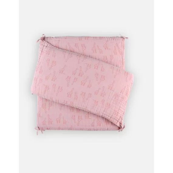 Tour de lit respirant en mousseline BIO rose