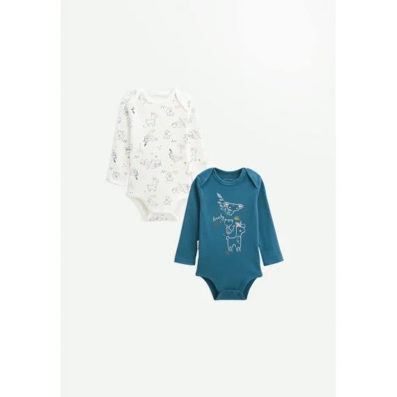 Lot De 2 Bodies Bébé Manches Longues Lovely Safari Bleu