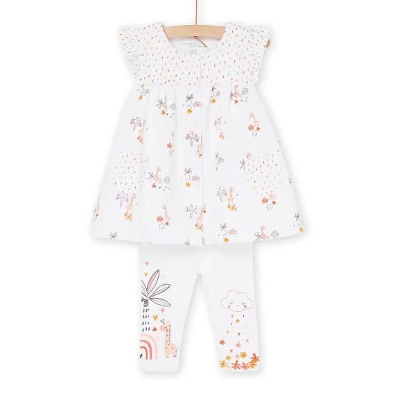 Robe Et Legging À Motifs Fantaisie – Blanc