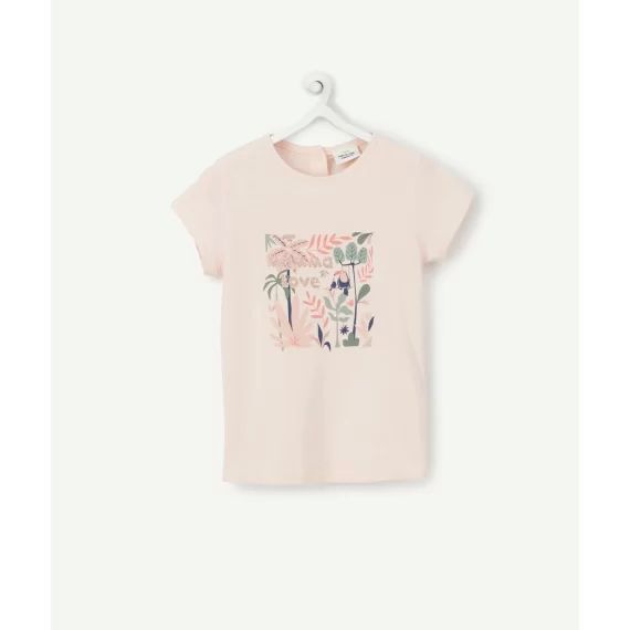 T-shirt bébé fille en coton biologique rose avec imprimé –  – Soldes