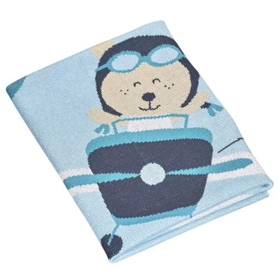 SAUTHON Couverture maille bébé Lazare bleu