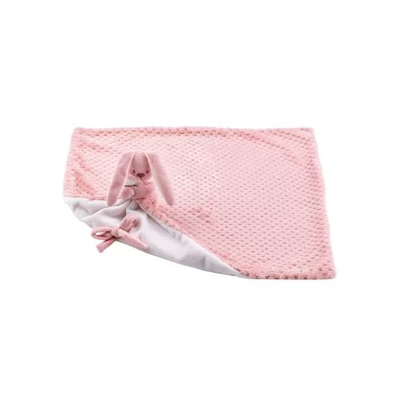 Doudou plat attache sucette Lapidou Pineapple rose et blanc