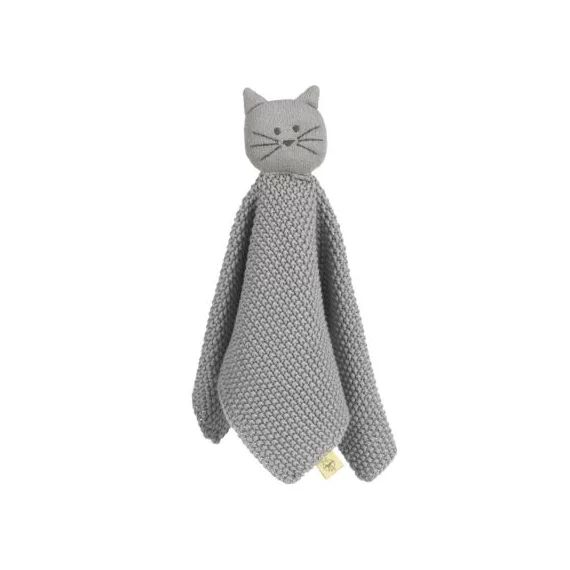 Doudou plat tricoté en coton bio Little Chums chat