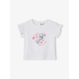 Tee-shirt Toucan bébé manches volantées écru