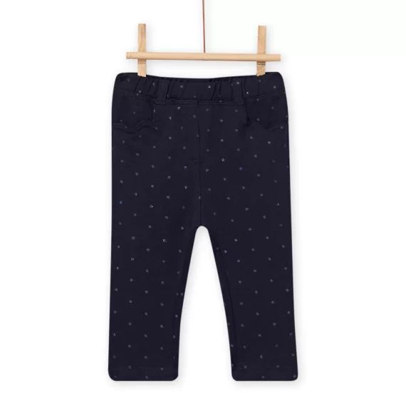 Pantalon Bleu Marine À Pois Et Poches C?urs Bébé Fille