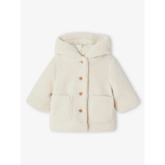 Manteau à capuche en sherpa bébé sable