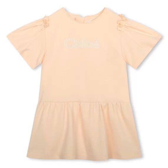 Robe avec manches volantées Fille Beige