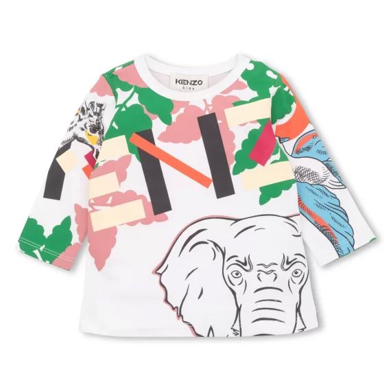T-shirt en coton imprimé Fille Blanc
