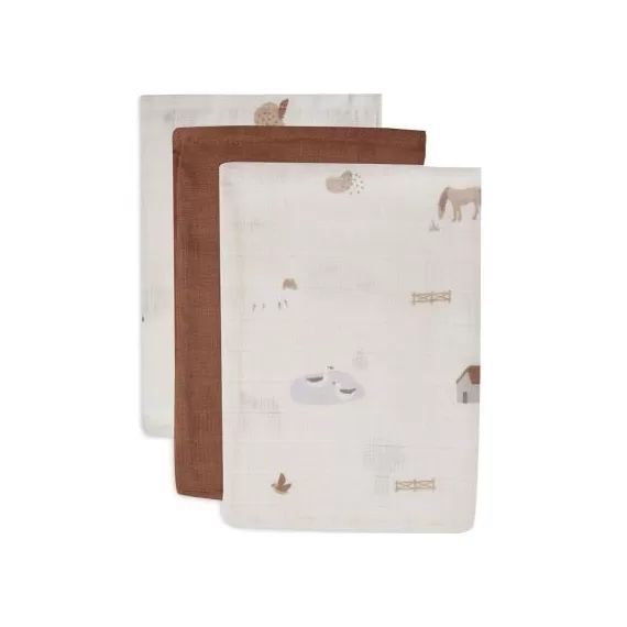 Lot de 3 gants de toilette en coton Farm