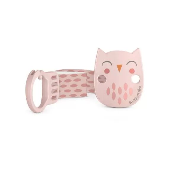Attache sucette ruban Bonhomia rose