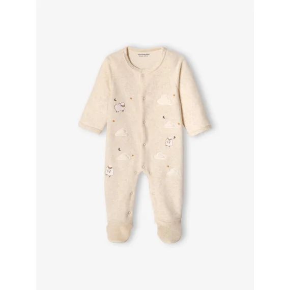 Dors-bien en velours bébé ouverture devant beige chiné