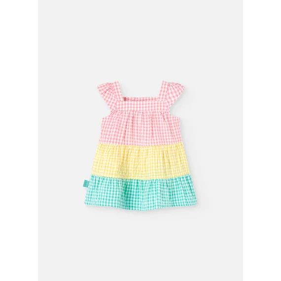 Robe Colour Block À Carreaux Vichy Multicolore