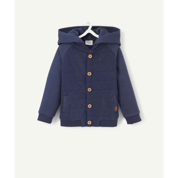 Gilet matelassé bleu marine bébé garçon avec capuche amovible –  – Soldes