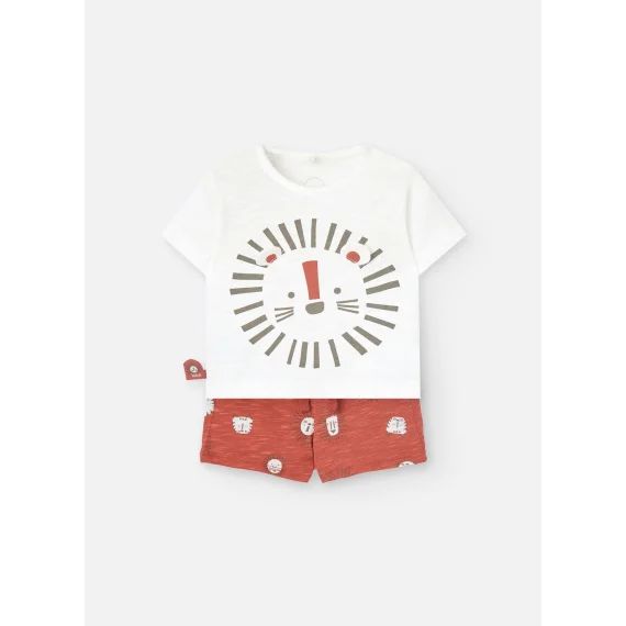 Ensemble T-shirt Avec Dessin Frontal Et Short Imprimé Blanc