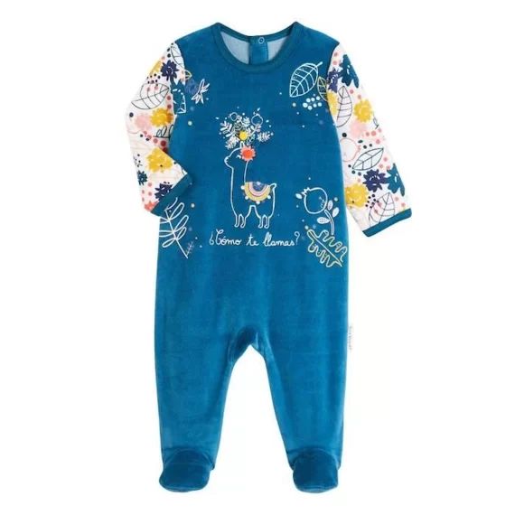 Pyjama bébé en velours Lamapampa bleu